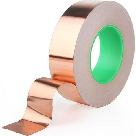 Ruban adhésif cuivre 80mm x 10m, feuille de cuivre métallique conductrice double face pour blindage EMI/RFI, soudure circuit, mise à la terre, étanchéité (1/4)