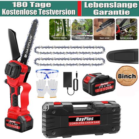8 " mini scie à chaîne sans fil jardin scie à chaîne coupe - arbres + batterie (1/4)