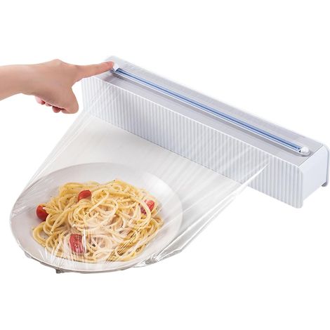 Coupeur de Film Adhésif - Dispenseur De Papier Aluminium,avec Autocollant sans Trace Et Organisateur À Ventouse Adhésif pour Conservation Alimentaire Et Organisation De Cuisine (1/5)