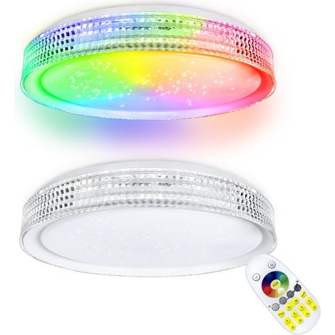 Deckenlampe 60W RGB LED Deckenleuchte φ50x8cm Deckenleuchten mit Fernbedienungen Modern Acryl Lampe Wohnzimmer Küchenlampe ABS+Metall Deckenbeleuchtung (mit Sternenhimmel-Effekt) NAIZY (1/5)