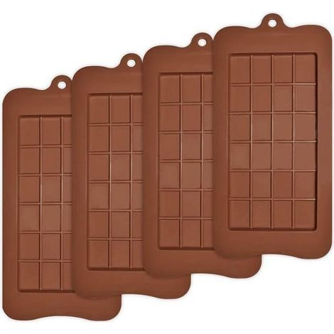 Moule Silicone Tablette Chocolat - 21,2 x 10,4 x 1 cm - Température -40 °C à 260 °C - Pour Chocolat Bonbons Gelée - Lot de 4 (1/4)