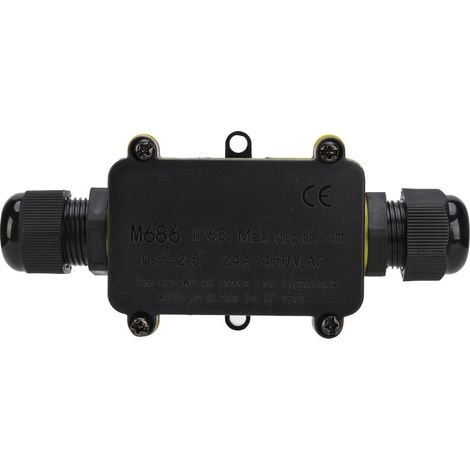 Boîte de jonction étanche en plastique M686 noire à deux positions pour connecteur de câble, IP68, pour éclairage public LED (1/5)