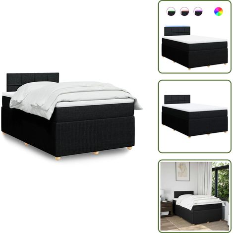 vidaXL Sommier à lattes de lit avec matelas Noir 120x200 cm Tissu (1/5)