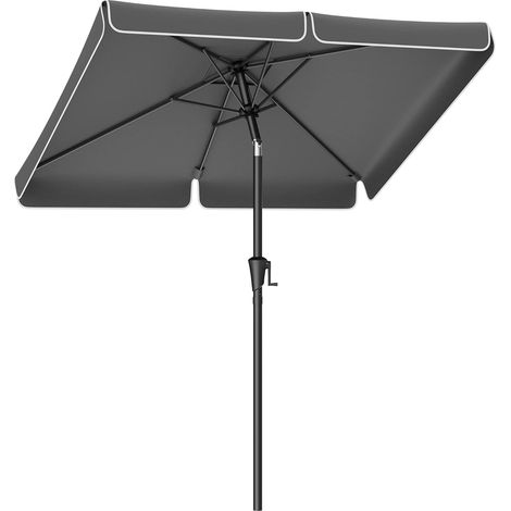 1 Parasol Rectangulaire 200x150 Cm Inclinable 30° Toile Polyester UPF 50+ Pour Jardin Terrasse Balcon (1/5)