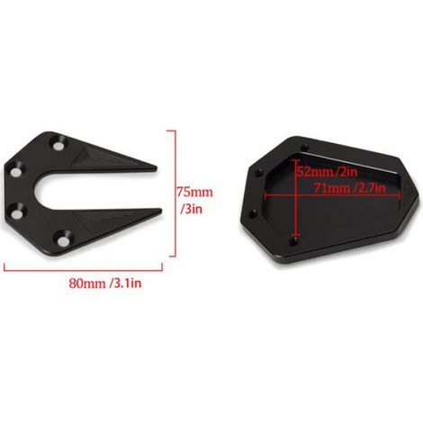 Béquille latérale Plaque de béquille accessoires de moto Extension de support latéral de pied CNC auto siege Noir (1/4)