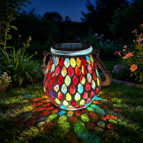 Solaire Mosaik Leuchte Oval extérieur verre suspendu Tischleuchte rouge (1/5)