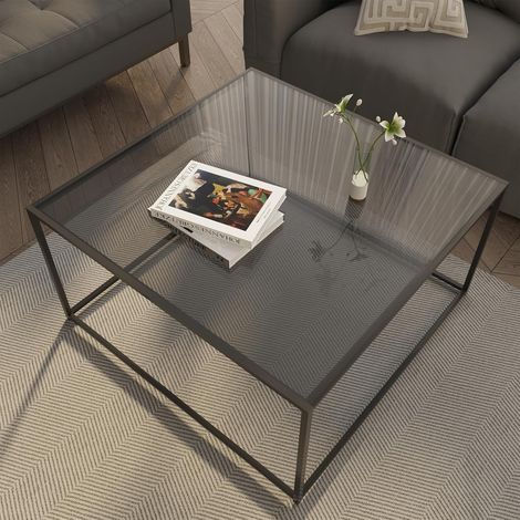 Table Basse, Table de Salon en Verre Table de canapé Ronde 4 mm Noir, Table Basse Ronde Moderne avec Structure métallique pour Salon Balcon Bureau, Table en Verre 67 x 67 x 40 cm (1/5)