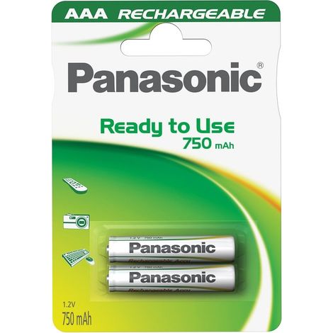 Batterie ricaricabili Ni-Mh ministilo AAA 1,2V 750mAh Panasonic "Ready to Use" 2 (1/2)