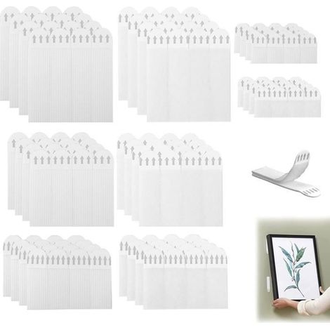 48Paire Languettes Accroche Tableau,Accroche Tableau sans Percer,Bandes de Suspension Résistantes à l'Eau,Accroche Cadre Sans Percer (1/4)