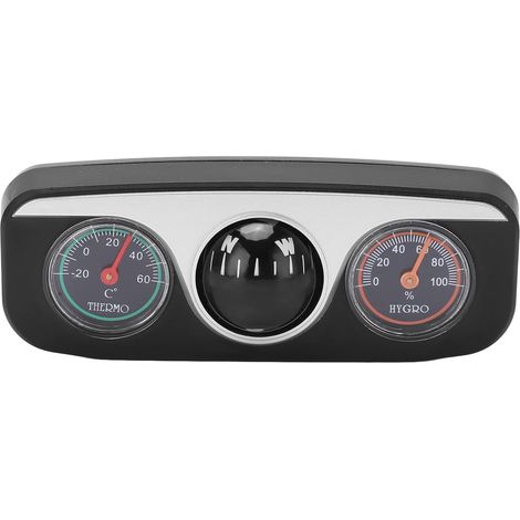 Compas de Tableau de Bord, Boussole de Voiture 3 en 1 thermomètre à Bille de Navigation hygromètre Outil de Voyage Multifonctionnel de Voiture pour Le Camping en Plein air (1/5)