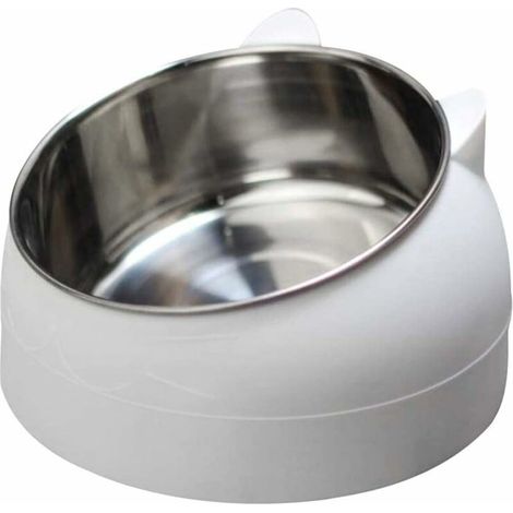 Katzennapf aus Edelstahl, 15°-Winkeldesign, 200 ml Fassungsvermögen, rutschfester Boden für komfortables Fressen.