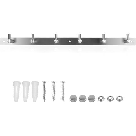 Patère à 6 Crochets pour Peignoir Serviette Salle de Bain Crochet Mural Accroche Porte Torchon Cuisine Patere Murale en Acier Inoxydable