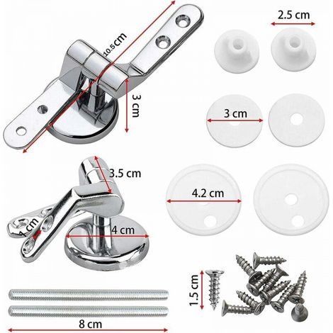 Charnière Abattant WC, Lot de 2 Charnières de Rechange pour Lunette de Toilette avec Fixations en Alliage (1/4)