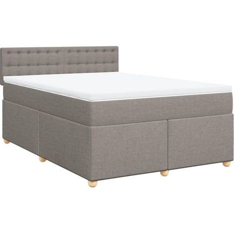 Maison Exclusive - Sommier à lattes de lit avec matelas Taupe 160x200 cm Tissu (1/5)