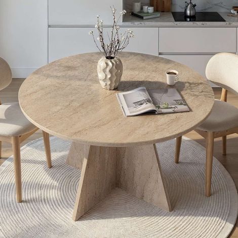 Mesa Fija Racale, 4 Plazas, Forma Redonda, Soporta 60 kg, 120x120x75h cm Blanco Mármol (1/5)