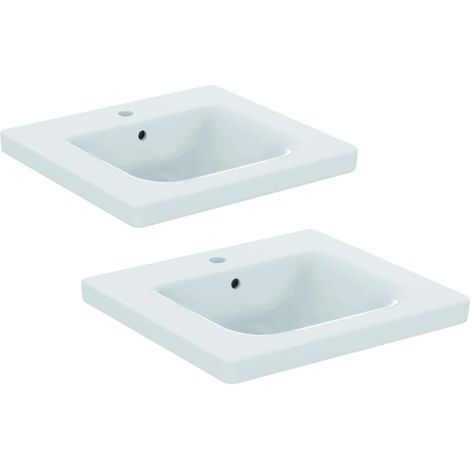 Juego de 2 lavabos suspendidos de 60 cm IDEAL STANDARD Connect Freedom blancos con rebosadero (1/5)