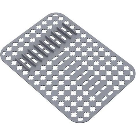 QORVA-1pc Tapis d'évier, Tapis de Protection en Silicone, 40X29 CM PVC Cuisine Tapis D'évier Protecteur pour évier et évier avec Trous de Drainage (Gris)