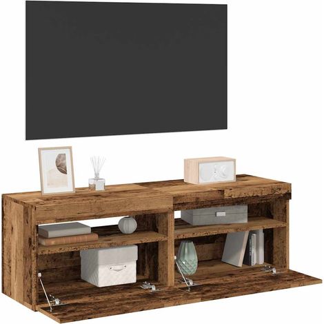 vidaXL Mobili Porta TV con LED 2 pz Legno Antico in Legno Multistrato