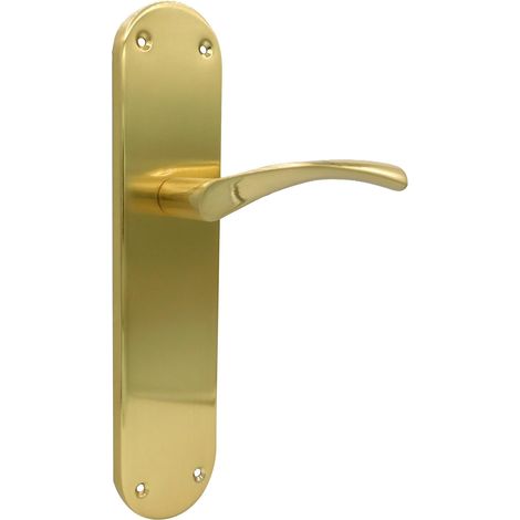 Poignée de porte avec plaque en acier large et poignée en aluminium, finition laiton satiné, couleur or, 280 x 145 x 70 mm (1/5)