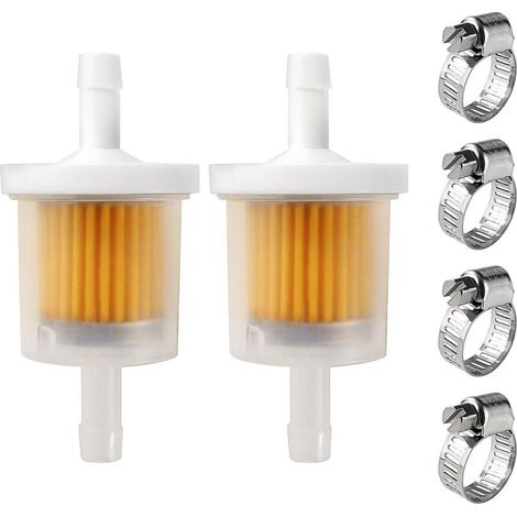 2pcs 6-8mm Fuel Filter, Inline Fuel Filter, Quick Fuel Filter with 4pcs Clamp Clamps for Motorcycle, Scooter, Generator, Lawnmower (1/5)