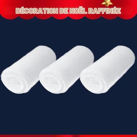 3 rouleaux de couverture de neige artificielle douce, épaisse et moelleuse en faux coton pour décoration de Noël et d'hiver, 15 cm x 3 m (1/4)