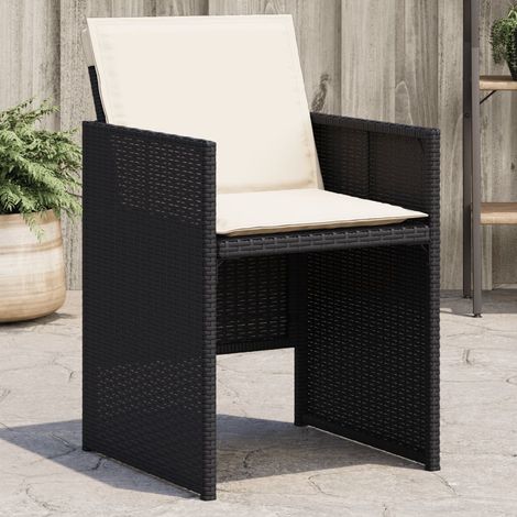 vidaXL Garden Chairs with Cushions 4 pcs Black Poly Rattan