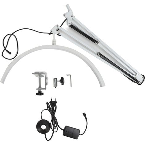 Lampe LED de protection oculaire pour nail art, extension de cils, tatouage et beauté lampe de table à pince en forme de demi-lune en U lampe de bureau pour étudier et lire (norme européenne). (1/5)