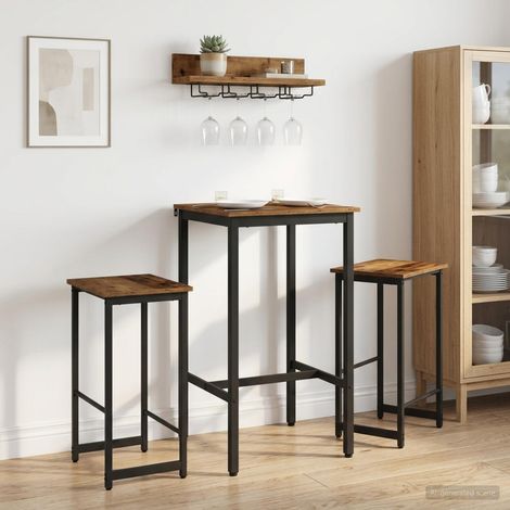 vidaXL Bar Stool 2 pcs Old Wood 40 x 32 x 64 cm Engineered Wood (1/5)