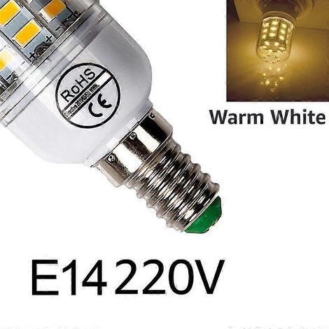 Pack of 6 E27 E14 220V LED bulbs (24, 36, 48, 56, 69, 72 LEDs) / 240V (warm white) for interior decoration. (1/5)