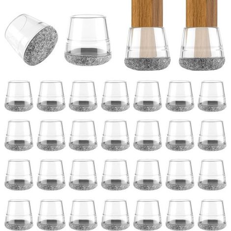 Protectores para patas de silla，24 piezas，material de silicona，con almohadilla de fieltro，protegen las patas de la silla (1/5)