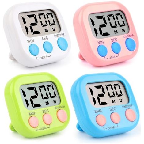 Set di 4 timer da cucina magnetici, timer digitale per bambini con supporto pieghevole, timer digitale con conto alla rovescia per cucina e scuola. (1/5)