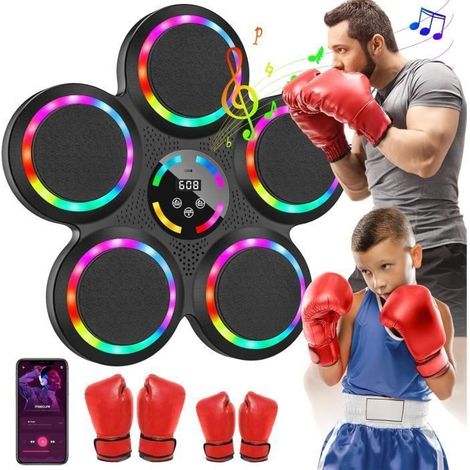 Machine de boxe musicale LED – 9 modes de vitesse, Bluetooth – Gants inclus – Pour maison, gym (1/4)