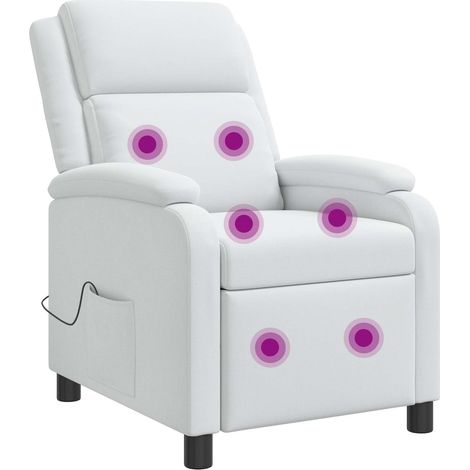 Silla de masajes reclinable Blanco Tela vidaXL (1/5)