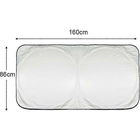 Pare-soleil de pare-brise - Protection solaire pour vitres de voiture bloquant 99,87 % des UV - Modèle 210T - Accessoires pour voitures, SUV, camping-cars, camions et autres véhicules - 160 x 86 cm (1/5)