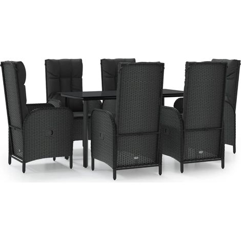 Maison Exclusive - 7-tlg. Garten-Essgruppe mit Kissen Schwarz Pol (1/5)