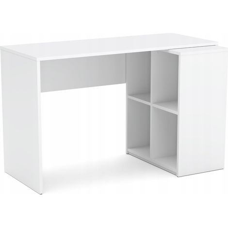 Bureau d'angle "Hit" - Blanc mat - Espace de travail élégant - Rangement optimisé