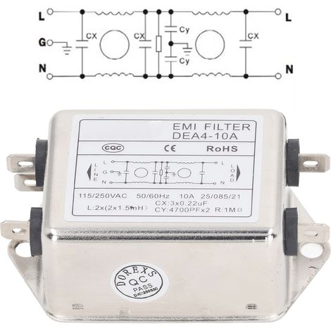 Filtre à courant alternatif DEA4-10A, purificateur d'air monophasé, 115 V/250 V, 50/60 Hz (1/5)
