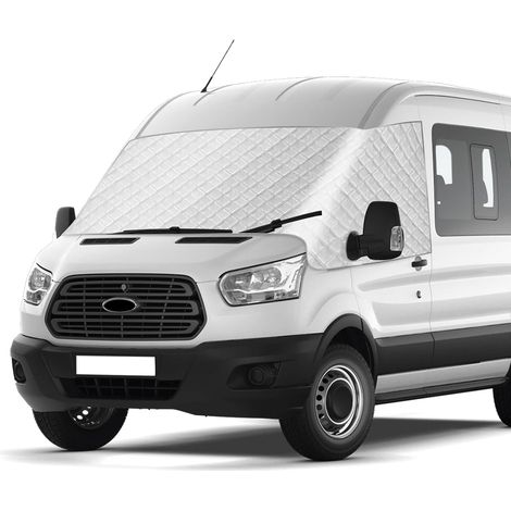 Housse de Pare-Brise Compatible avec Ford Transit MK8/MK9 2014-2026, Argenté Pare-Soleil pour Vitre Avant, Bloque Les Rayons UV, Protège du Vent et des Intempéries, Garde Votre Véhicule au Frais,2014- (1/5)