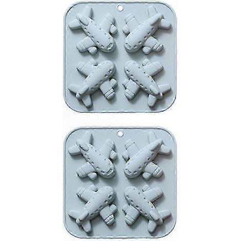 Molde de silicona con forma de avión para cubitos de hielo de chocolate, pasteles, gelatina y comida para bebés, color azul y melocotón. (1/2)