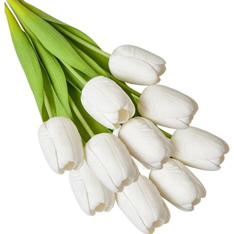 Lot de 10 tulipes, latex réaliste, tiges flexibles, fil métallique, décoration intérieur mariage bureau (1/5)