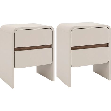 Lotto di 2 comodini 2 cassetti Beige e naturale scuro - DYSARA (1/5)
