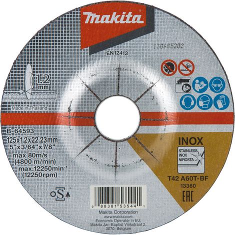 Disque à tronçonner Métal/Inox 125 x 1,2 mm - MAKITA - B-64593