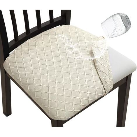 Lot de 4 housses de chaise beige, laminé TPU imperméable, amovibles et lavables, cuisine, salle à manger, hôtel, mariage (1/5)