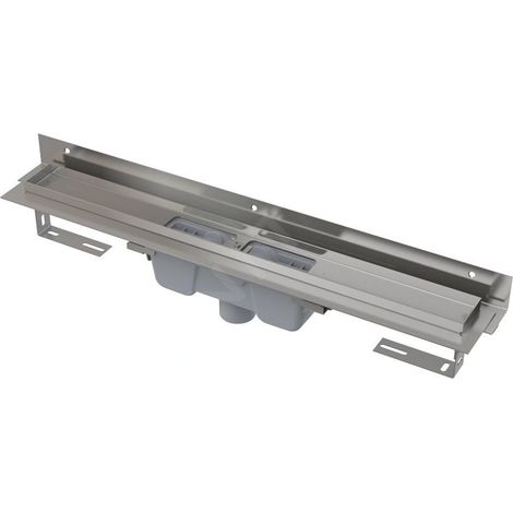 Alca - Caniveau de douche Flexible 95 cm, avec collier ajustable au mur, évacuation verticale, inox APZ1004-950 (1/3)