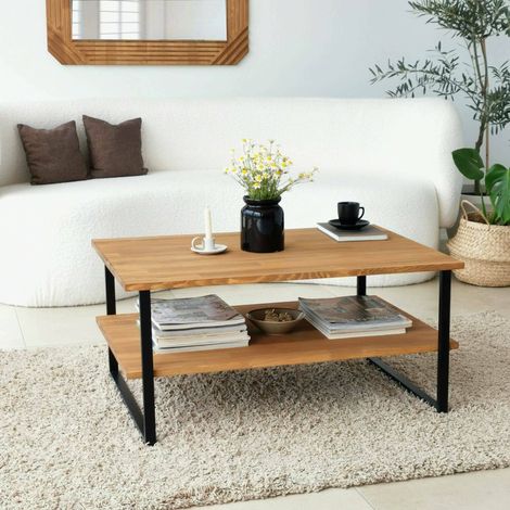 Dmora - Wohnzimmertisch Errai, Niedriger Wohnzimmertisch, Kaffeeregal, Couchtisch für Sofa, 85x60h40 cm, Eiche, mit verstärkter Verpackung (1/5)