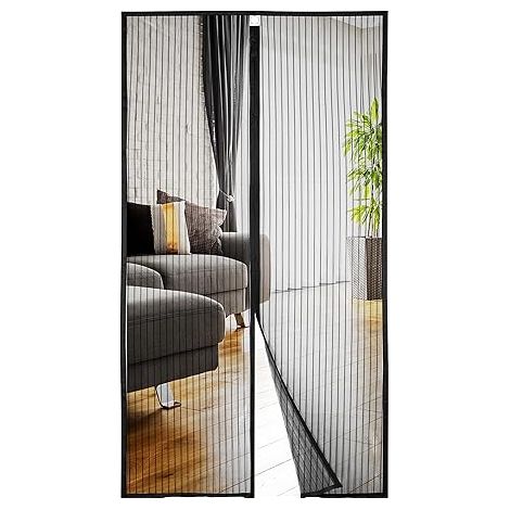 Moustiquaire noire, polyester noir, rétractable, entièrement cousue, Velcro élargi, 90X210 cm. (1/5)