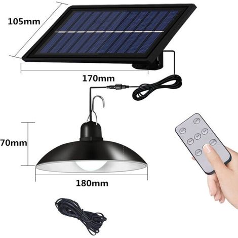 SABIR Solaire lampes Lustre solaire avec télécommande étanche 1 têtes câble 3 m --lumière blanche (1/4)