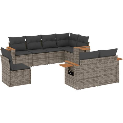 Maison Exclusive - 8-tlg. Garten-Sofagarnitur mit Kissen Grau Pol (1/3)