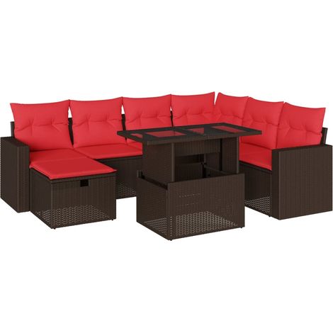 Maison Exclusive - Set Divani da Giardino 8 pz con Cuscini Marrone in Polyrattan (1/5)