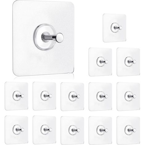 Crochet Adhésif Mur - Acier Inoxydable PVC - Sans Clou Ni Dégât - Étanche Anti-Rouille - Pour Cuisine Salle De Bain Bureau Intérieur - 14 Pièces (1/5)